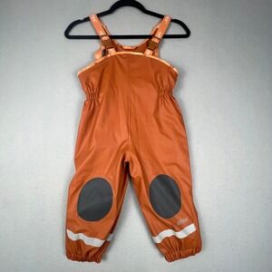 Reflex Rain Bib Overalls Kids Size 92cm 2Y Orange Waterproof Fleece Lined Safety